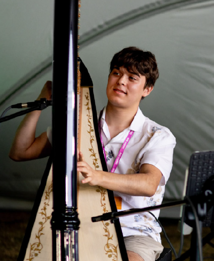 Student harpist Alejandro